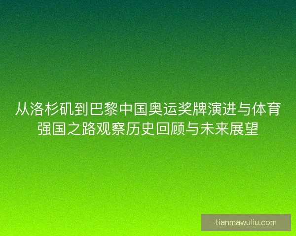 从洛杉矶到巴黎中国奥运奖牌演进与体育强国之路观察历史回顾与未来展望